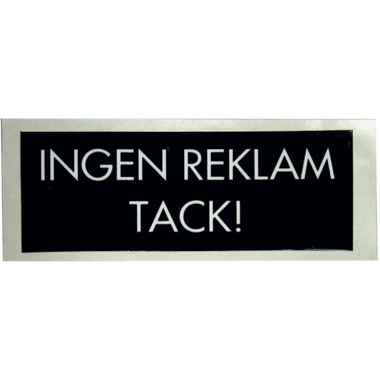 Dekal "INGEN REKLAM" Svart 95x35mm